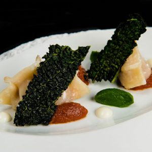 piatto vegetariano realizzato da riccardo di giacinto, ristorante all'oro 1 stella michelin